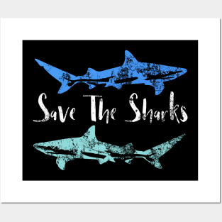 Sharks Wall Art - Save The Sharks by Green Cow Land